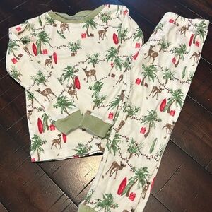 Burt’s bees kids 3T Holiday reindeer palm tree pajamas